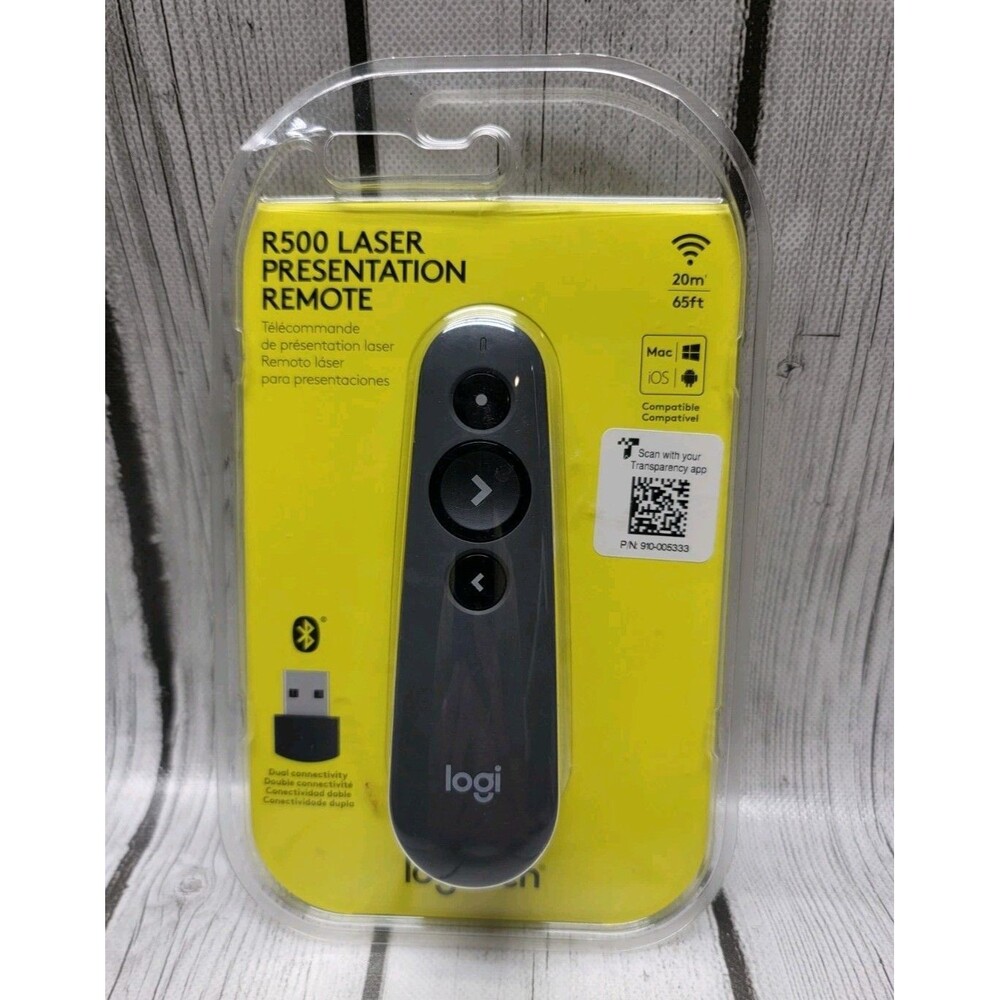 Logitech R500 Wireless Presenter Laser Presentation Remote Graphite 65ft New